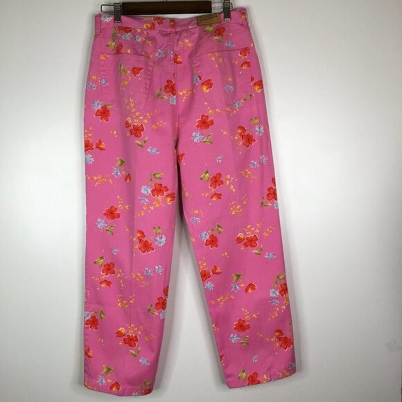Evan Picone Pink Floral twill pants 14 Hemmed - Picture 5 of 7